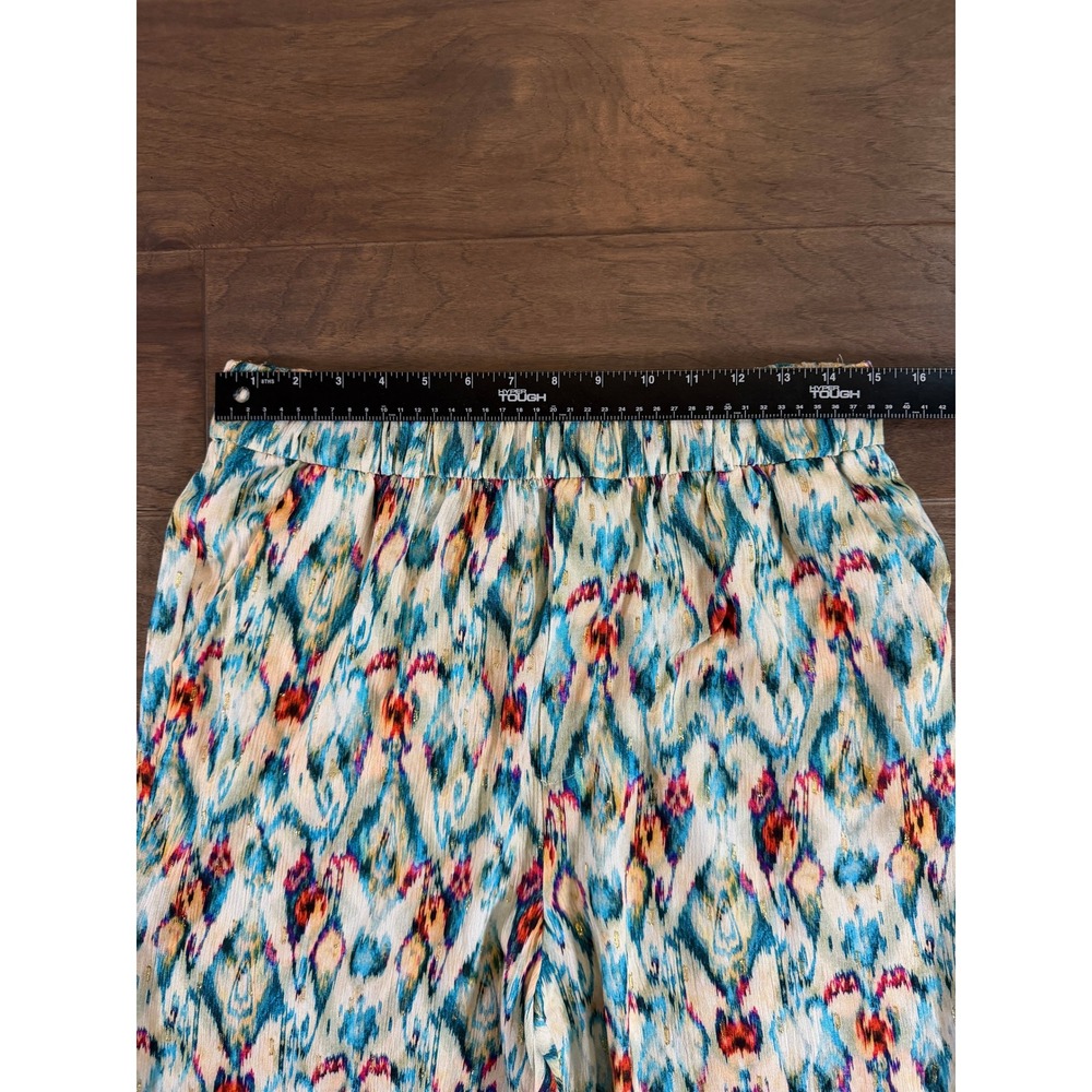 NWT Zara Womens Ikat Abstract Print Metallic‎ Relaxed Pants Blue Orange Medium - Picture 4 of 8